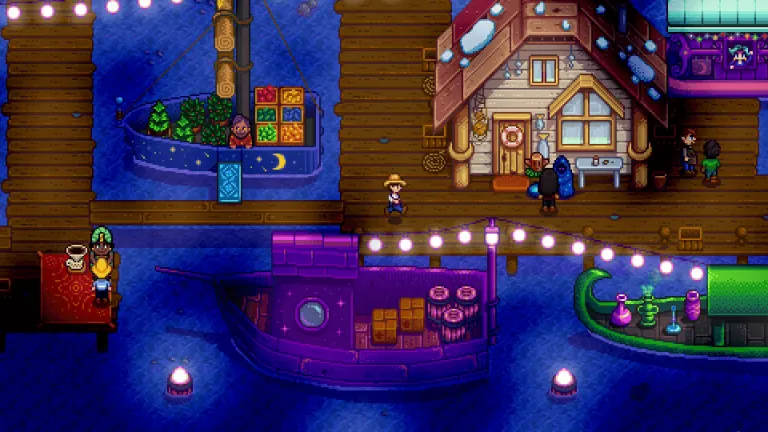 Official Stardew Valley Night Market screenshot with fishing activity