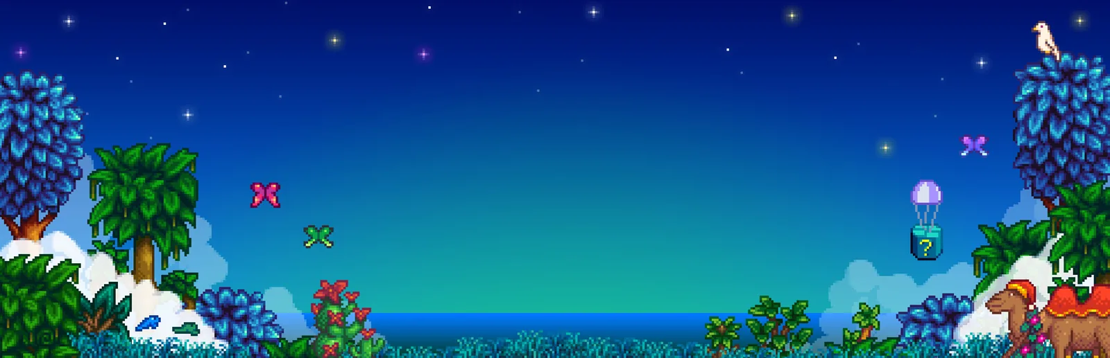 Official Stardew Valley night landscape artwork from the Steam store